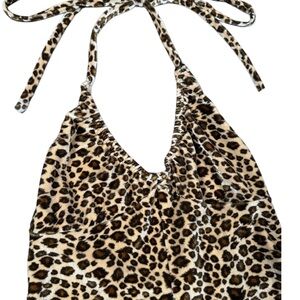 Vintage Velvet Leopard Print Halter Top